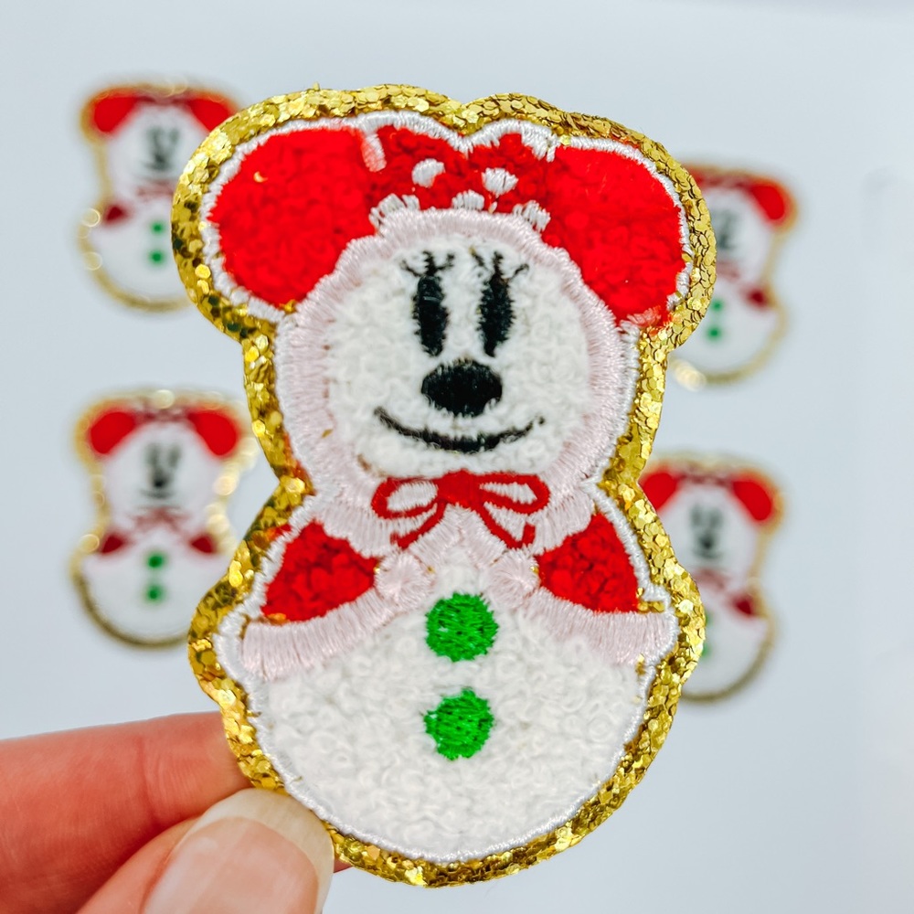Minnie mouse snowman chenille patch